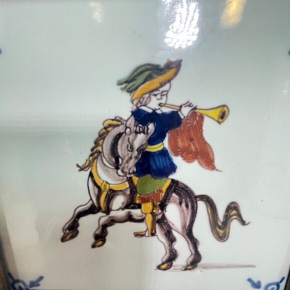 Vintage Royal Makkum Tichelaar Ceramic Tile Painting with Gold Wooden Frame - Picture 3 of 11